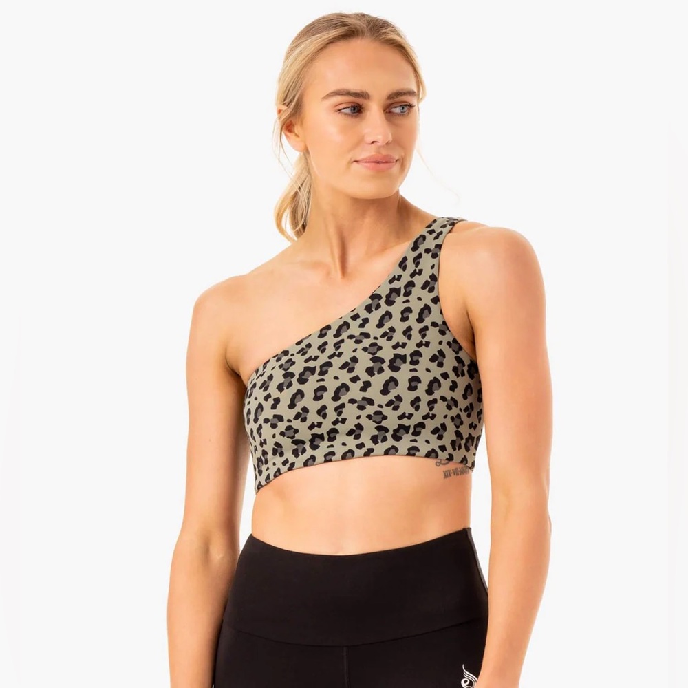 Ryderwear One Shoulder Animal Print Sports Bra - Size Large